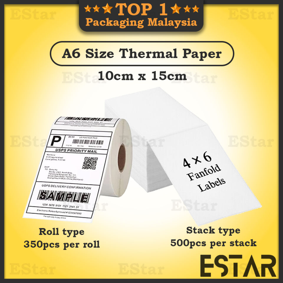 350pcs King Roll Thermal Sticker A6 Paper Roll Airway Bill Sticker Thermal Label AWB Consignment Note 订单打印纸 TS01