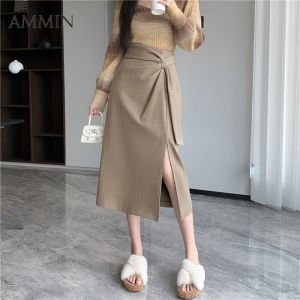 Ammin phong cách Hàn Quốc dây kéo eo cao thời trang xếp li ren-up thắt lưng kiểm soát Xẻ Bên Hông thiết kế t Chân Váy Ngắn giữa Chiều dài của phụ nữ 2024 mùa xuân và mùa thu một dòng thanh lịch Chống tiếp xúc đi lại Chân Váy Ngắn