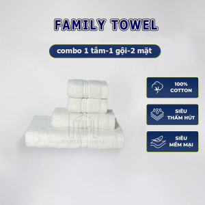 Combo 4 Khăn cotton Hàng Xuất Khẩu dày dặn - thoáng khí thấm hút x 5 khăn thông thường 2 30x50cm 1 35x80cm 1 60x120cm