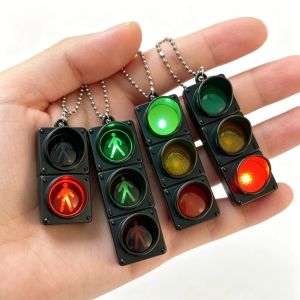 TANTUANG Pedestrian Design Mini LED Keychain Simulated Style Mini Size Simulated Signal Light Portable Light-Up Function Light-Up Bag Charm For Kids