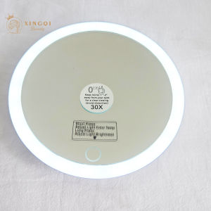 Led Light Up Mirror 6 inch round pink/white/black magnifying 5x 10x 20x 30x times suction cup USB rechargeable for shower travel makeup mirror with led light  vanity small 15cm led makeup mirror with 3 led lights