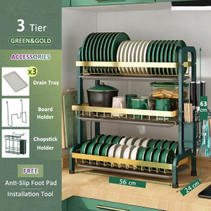 3 Layers Dish Rack Stainless Steel Kitchen Shelf Dish Drainer Racks Kitchen Storage Rack Plate Organizer
