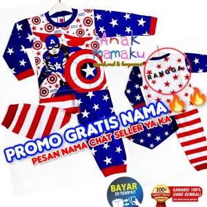 PROMO GRATIS NAMA TERMURAH COD/BAYAR DITEMPAT SETELAN CATAIN AMERICA PIYAMA ANAK/BAJU ANAK 18BL-9TH