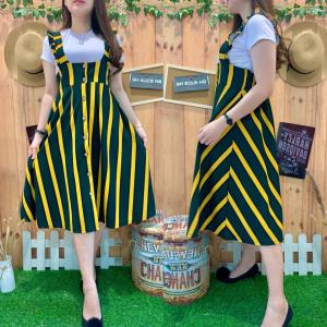 OVERALL MOCCA STRIPE RUFFLE FREE INNER 1011-147