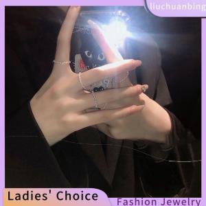 [COD] liuchuanbing Jewellery แหวนเงินมันวาวสุดชิคแบบมินิมอลสำหรับผู้หญิงแหวนปรับได้เครื่องประดับแฟชั่นชั้นดีของขวัญงานแต่งงาน