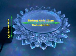 Đài sen tròn đổi màu sắc nhiều kích thước đế pha lê để tượng phật để tượng quan âm có điều khiển từ xa