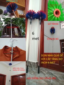 (chổi 6m)Chổi quét mạng nhện cây tăng đơ inox vệ sinh trần nhà đồ lau bụi trên cao làm cán vợt cá sào treo chim cọc mắc mànmóc cành câyphơi quần áo