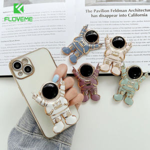 FLOVEME Astronaut Electroplating Universal Phone Case Bracket Holder Portable Cartoon Spaceman Ring 3D Multi-function Bracket Lazy Desktop Stand