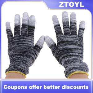 【ZTOYL】 12 Pairs Car Vinyl Wrap Gloves Polyester PU Coated Fingertip Anti-Static Gloves Dust-Free Window Tint Working Gloves