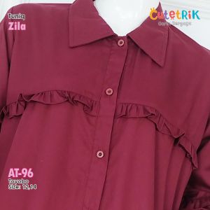 Tunik Anak Perempuan Cutetrik Zila AT-96 Motif Polos Lengan Panjang Katun