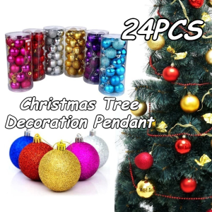 24PCS Christmas Tree Decor Ball Glitter Xmas Tree Hanging Balls Ornament 3CM Christmas Balls