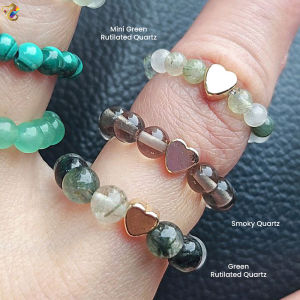 Round Beaded with Silver Gold Charm Rings (24 Types to Choose)