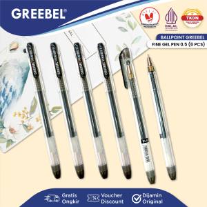 GREEBEL Pulpen Ballpen Pen Gel | FINE GEL BLACK | Pulpen Gel Greebel Pena Bolpen Bolpoin Gel
