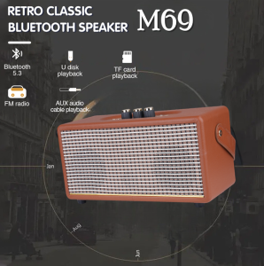 M69 Ergonomic Design Portable Wireless Bluetooth HiFi Speaker V5.3 with Holder & Multiple Inputs