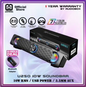 AUDIOBOX U250 RGB LED 10W Powerful Audio Soundbar Speaker For Computer Laptop TV - Addon Bluetooth