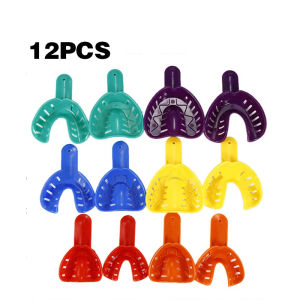 12pcs Dental sendok cetak tray size 1-6 set kit / tray impression/ sendok cetak plastik/Sendok Cetak Gigi Plastik