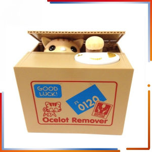 กระปุกออมสินแมวราคาถูกแมวขโมยเหรียญใส่ถ่านมีเสียง