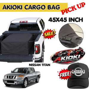 AKIOKI Pickup Cargo Bag for NISSAN TITAN 45by45 Inch Heavy Duty Waterproof Truck Bed Cargo Storage with Mesh Cap