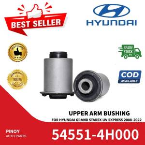 2pcs Hyundai Upper Arm Bushing 54551-4H000 for Grand Starex UV Express 2008-2022. Silver cylindrical bushing with black rubber end. Best Seller Premium Quality Ready Stock COD Available.