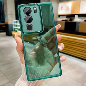 Casing For Vivo V29 V29Pro V27 V27E V27Pro 5G 2023 Phone Case Soft Clear Square Plated Cover For VivoV29 V 29 Fashion Couple Silicone Transparent Cases