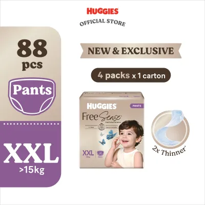 [LAZADA EXCLUSIVE] Huggies Free Sense Pants Diapers M40/L32/XL28/XXL22 (4 Packs)