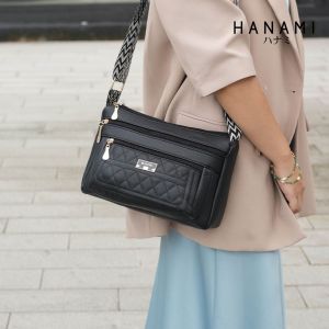 HANAMI Tas Selempang Simple elegan Murah Makaira Keren Motif Hitam Kulit Terbaru Wanita TA1155B5