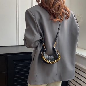 Women Bag Semicircle Crossbody Bag Retro Handbag and Purse Autumn Winter Shoulder Bag Half Moon Bag for Everyday