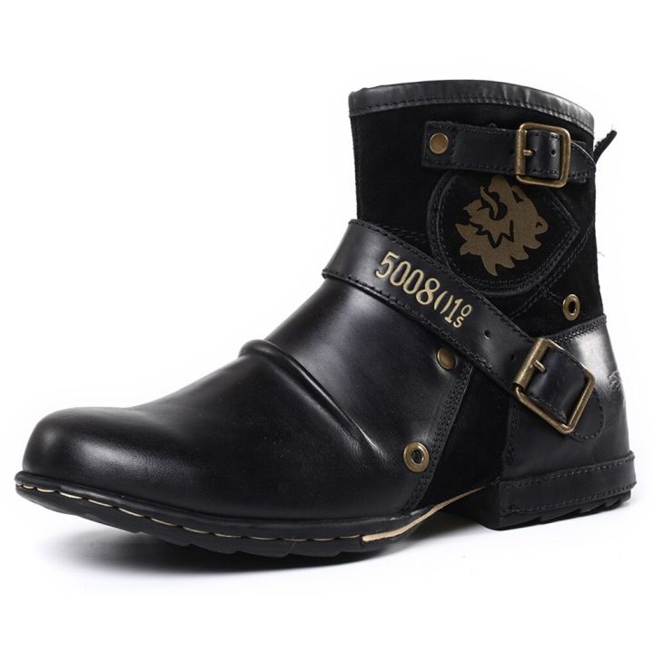 Motorcycle Boots Cowboy Boots With Buckles Men's Motorcycle Boots