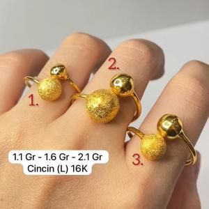 Cincin emas asli kadar 70 lokal 65 selisih boba doff shining moon bola