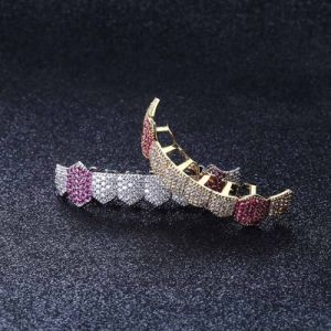 Cliber เตาฮิปฮอปสีทองเงินเย็นออก Micro Pave เต็ม CZ grillz เตาด้านล่างเสน่ห์สําหรับผู้ชายผู้หญิงเครื่องประดับ