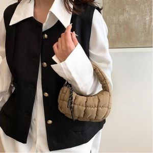 NAELIN Màu sắc đồng nhất Túi xách Puffer có dây chuyền Phong cách Hàn Quốc Túi xách kẻ caro Thời trang Nhỏ Túi xách mây bong bóng Phụ nữ