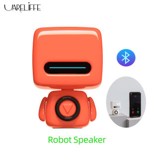 Uareliffe Bluetooth Speaker Built-in MIC Portable Bluetooth 5.0 Four-way Button Wireless Loudspeakers Cartoon Robot Shape Music Speakers Support Selfie Remote Control Audio Speaker