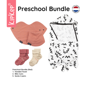 KIPKEP Baby Preschool Bundle Deal | Hooded Towel Bibs & Organic Cotton Socks | Skin-friendly | Newborn Gift Set