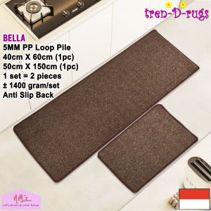 Tren-D-rugs Karpet keset kaki alas lantai shower kamar mandi tidur ruang tamu koridor panjang lorong runner kitchen mat polos anti slip murah 1 set isi 2 pcs - 50 cm x 150 cm ( 1 pc ) + 40 cm x 60 cm ( 1 pc ) - NMs