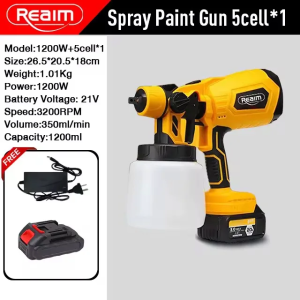 Suminoe Cordless Paint Spray Gun 1200ml High Capacity - 350ml/min Output Portable Sprayer for Walls Fences & DIY Projects