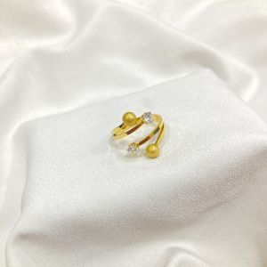 Cincin Titanium Wanita Berlian Bola Pasir Kombinasi Anti Karat Fashion Korea