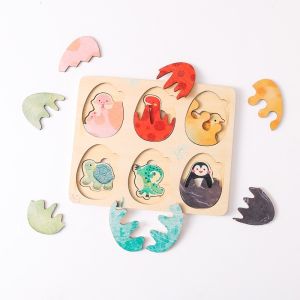 Wooden Puzzles for Toddlers 6Pcs Animal Matching Egg Puzzle Montessori Toys for Boy Girl Easter Birthday Gifts Preschool Learning Activities & Educational Toys for Boys Girls