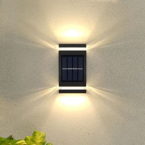 Vimite Led Solar Wall Light Outdoor Waterproof Warm White Fence Light Up and Down Lighting Garden Decoration Lights for House Villa Gate