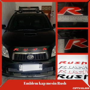 EMBLEM MOBIL RUSH EKSTERIOR MOBIL TOYOTA VARIASI TIMBUL 3D BAHAN FIBERGLASS