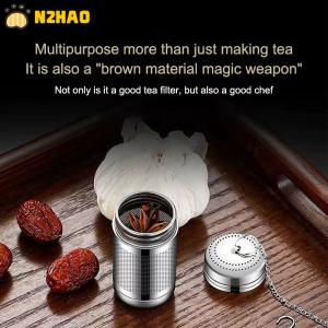 【N2HAO】 Tea Strainer Stainless Steel Tea Infuser Tea Leaves Spice Seasoning Ball Strainer Teapot Fine Mesh Coffee Filter Teaware
