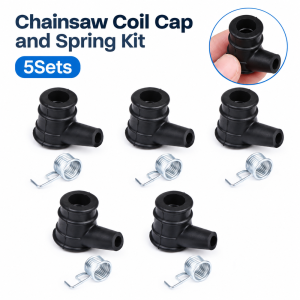 MODERNLUX 5Sets Cao su và loại Nắp cuộn dây cưa xích Điện áp cao Đen Bạc Ống bọc bugi Bền bỉ 33x26x18cm Bộ nắp và lò xo. dành cho máy cưa xích 2 thì 4500 5200 5800
