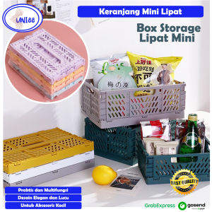 Keranjang Lipat Mini Multifungsi Lucu Kotak Penyimpanan Akesoris Meja Kerja Box Storage Organizer Plastik Serbaguna