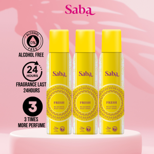 Saba Fresh Halal & Vegan Perfumed Body Spray Deodorant Pack of 3
