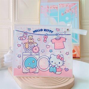 24x22 Sanrio Pencil Case PVC Transparent Document Bag Office File Holder School Folder Mymelody Kuromi Cinnamoroll Pochacco Zipper Pouch Loop Pull Organizer Stationery Desk Storage