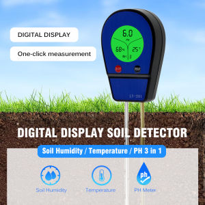 เครื่องทดสอบดิน 3in1 เครื่องทดสอบดินอเนกประสงค์พิเศษสำหรับโรงเรือน PH / อุณหภูมิ / ความชื้น Soil PH Meter