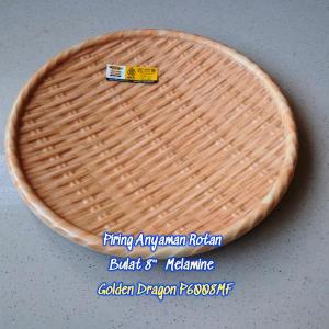 Piring Anyaman Rotan Bulat 8" Melamine - Golden Dragon P6008MF