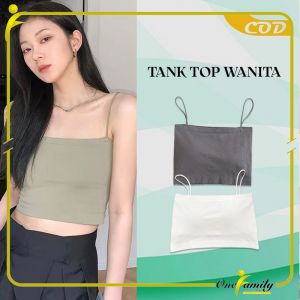 ONE-P263 Tank Top Crop Tali Spagheti Tanpa Lengan Pakaian Dalam Polos Wanita / Basic Tanktop