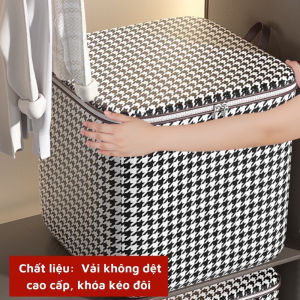 SÉ 2 TÚI 100L ĐỰNG ĐỒ QUẦN ÁO XẾP GỌN KHÔNG GIAN - SỌC CARO CÓ DÂY KHÓA KÉO TIỆN LỢI