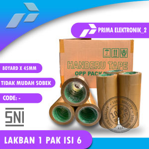 Lakban Multifungsi Handeru Premium Warna Cokelat - Paket 6 Roll Anti Sobek untuk Kantor dan Sekolah