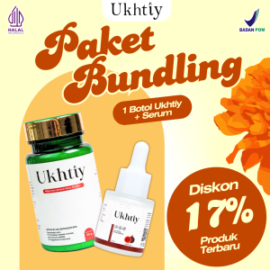 [Paket Bundling] 1 Botol Ukhtiy + 1 Serum Ukhtiy | Suplemen Cerahkan Kulit | Memudarkan Flek Hitam